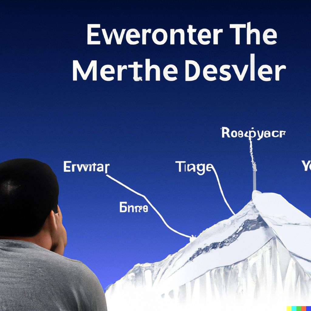 someone gazing at Mount Everest, scientific diagram